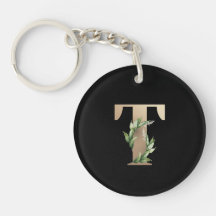 Elegant Botaniska Monogram Guld Brev T