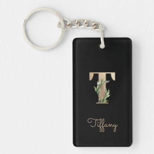 Elegant Botaniska Monogram Guld Brev T
