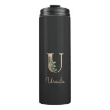 Elegant Botaniska Monogram Guld Brev U