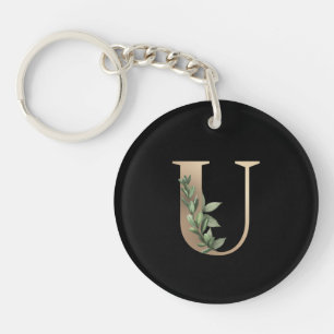 Elegant Botaniska Monogram Guld Brev U