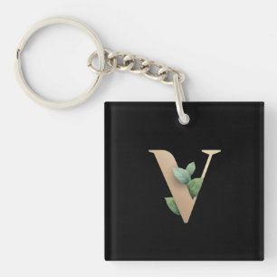 Elegant Botaniska Monogram Guld Brev V