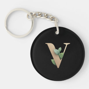 Elegant Botaniska Monogram Guld Brev V