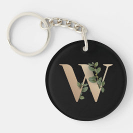 Elegant Botaniska Monogram Guld Brev W