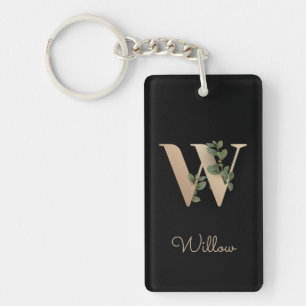 Elegant Botaniska Monogram Guld Brev W