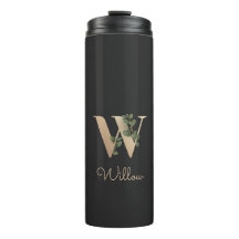 Elegant Botaniska Monogram Guld Brev W