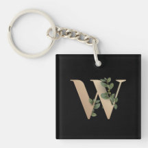 Elegant Botaniska Monogram Guld Brev W