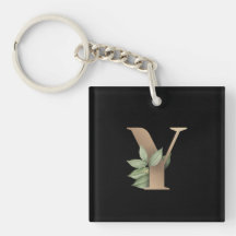Elegant Botaniska Monogram Guld Brev Y