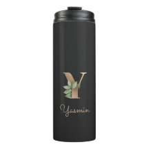 Elegant Botaniska Monogram Guld Brev Y