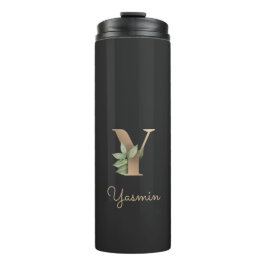 Elegant Botaniska Monogram Guld Brev Y
