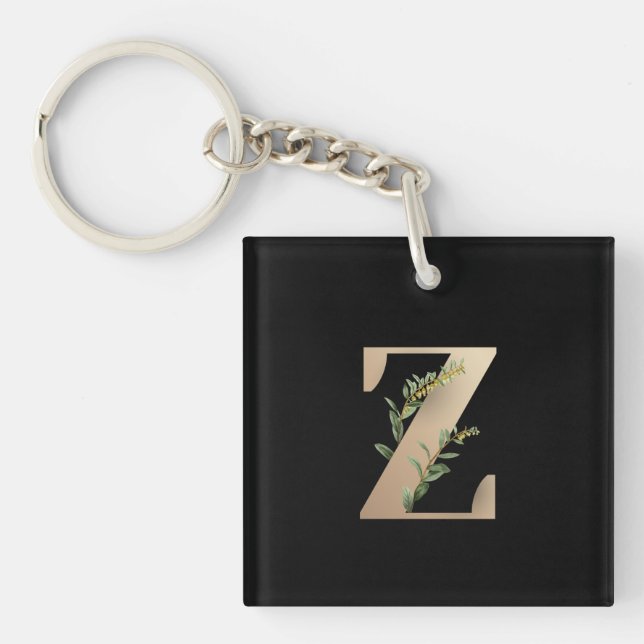 Elegant Botaniska Monogram Guld Brev Z (Framsidan)