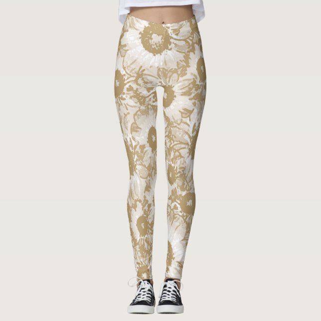 Elegant Botaniska Mönster Leggings (Framsida)