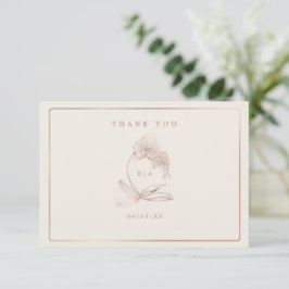 Elegant Botaniska Orchid Monogram Bröllop Tack Kort