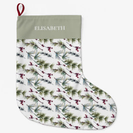 Elegant Botaniska Poinsettia Jul Stor Julstrumpa