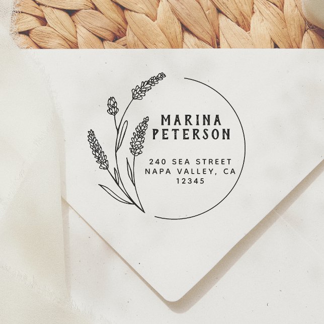 Elegant Botaniska Ram Namn-efternamn Returadress Stämpel (Skapare uppladdad)