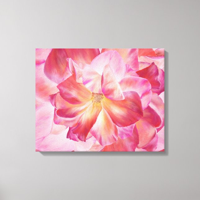 Elegant Botaniska Ro Blommar Wrapped Canvas Ar (Framsida)