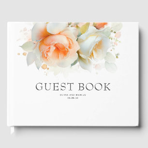 Elegant Botaniska Ro Flowers Boho Bröllop Gästböcker