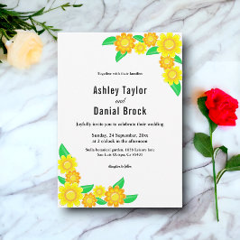 Elegant Botaniska solrossomaren Blommigt Bröllop Inbjudningar