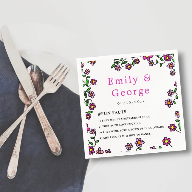 Elegant Botaniska trädgårdsblommor Blommigt Bröllo Pappersservett (Skapare uppladdad)