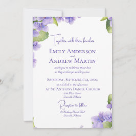 Elegant Botaniska vattenfärgsvioletter Bröllop Inbjudningar