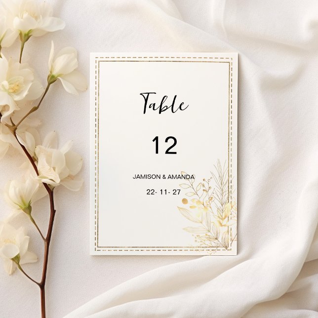Elegant botaniska vita Bordsnummer för guld blommi (Elegant botanical white gold floral Table Numbers)