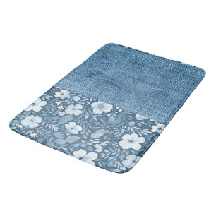 Elegant botaniskt blå fingret Denim-utseende Badrumsmatta