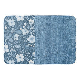 Elegant botaniskt blå fingret Denim-utseende Badrumsmatta