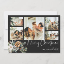 Elegant Botaniskt blad och fotosvart jul