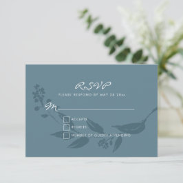 Elegant Botaniskt blått Silhouette Bröllop OSA Kort