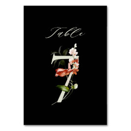 Elegant Botaniskt Blommigt nummer 7, svart Bordsnummer