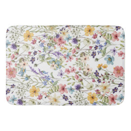 Elegant Botaniskt Blommigt Vitt badmat Badrumsmatta