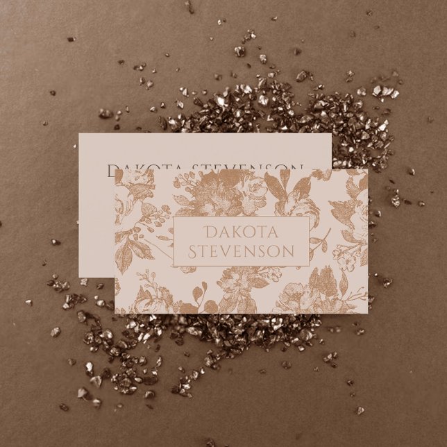 Elegant Botaniskt |  BLOMMIGTEN ROSA ROS GULD Visitkort (Skapare uppladdad)