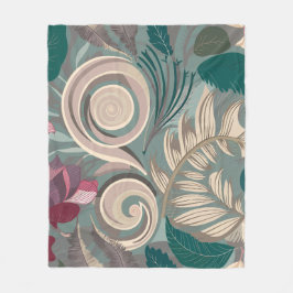 Elegant Botaniskt Blommönster Fleecefilt