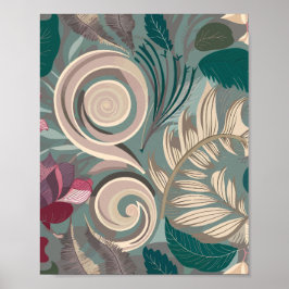 Elegant Botaniskt Blommönster Poster