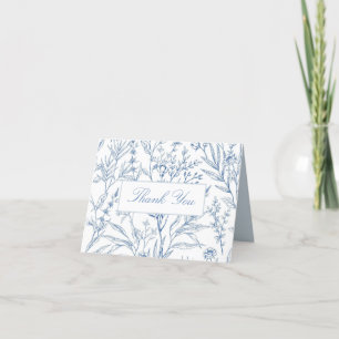 Elegant Botaniskt Blue Baby Shower - tack för dina Kort