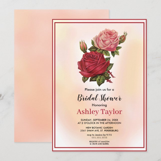 Elegant botaniskt boho  blommigt Möhippa Inbjudningar (Fram/baksida)