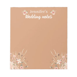 elegant botaniskt boho brun bröllop anteckningsblock