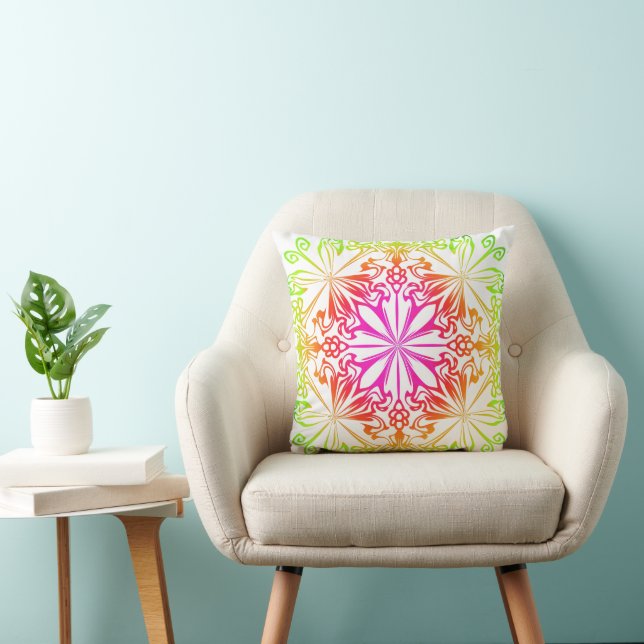Elegant botaniskt boho-färgat mandala kudde (Stol)