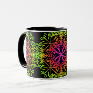 Elegant botaniskt boho-färgat mandala mugg