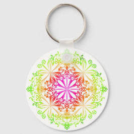 Elegant botaniskt boho-färgat mandala nyckelring