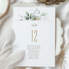Elegant Botaniskt Bordsnummer Card Guest Namn