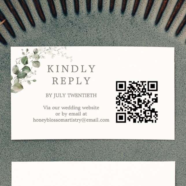 Elegant Botaniskt Bröllop QR-kodens OSA Tilläggskort (Skapare uppladdad)