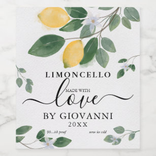Elegant botaniskt citron tillverkat med Kärlek Lim Vinflaska Etikett