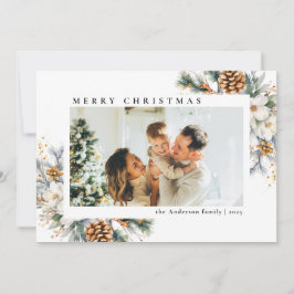 Elegant Botaniskt enkelt klassiskt fotomjul Julkort