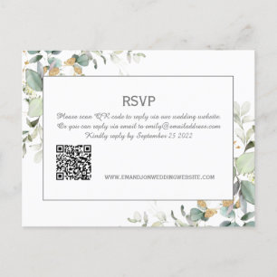 Elegant Botaniskt Eucalyptus Greenery QR Code OSA Vykort