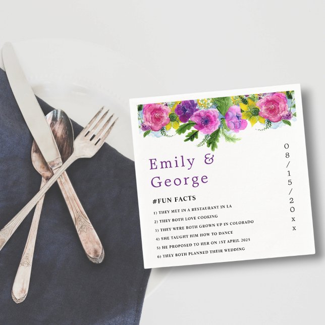 Elegant Botaniskt färgat Ro Blommigt Bröllop Pappersservett (Skapare uppladdad)