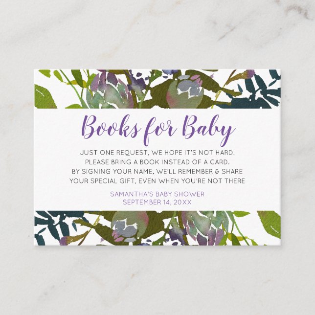 Elegant Botaniskt föda en babyåda med Bok-kort Tilläggskort (Framsida)