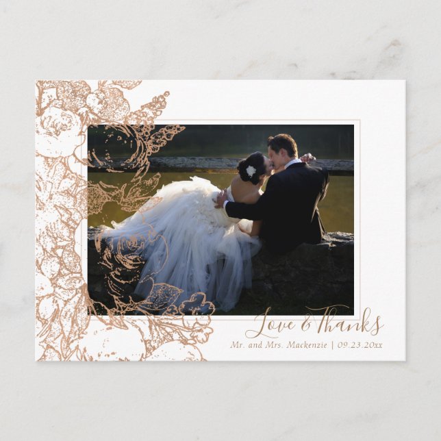 Elegant Botaniskt | Foto-Tack för kopparBlommigt Vykort (Framsida)