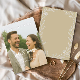 Elegant Botaniskt fotopatromskt skript Spara Datumet