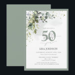 Elegant Botaniskt grönt Blommigt 50:e födelsedagen Inbjudningar<br><div class="desc">Säg hej till din 50:e i stil med den här vackra Eleganten Botanical Grey-Blommigten 50:e födelsedagsinbjudan! Den här lyxiga grönten har en utomordentlig bukett med sage-botaniskt grej och anger perfektens ton för speciella firande. Den elegant handskriven kalligrafi erbjuder sofistikering och modernitet när du anpassar informationen om din födelsedagskalas. Om du...</div>