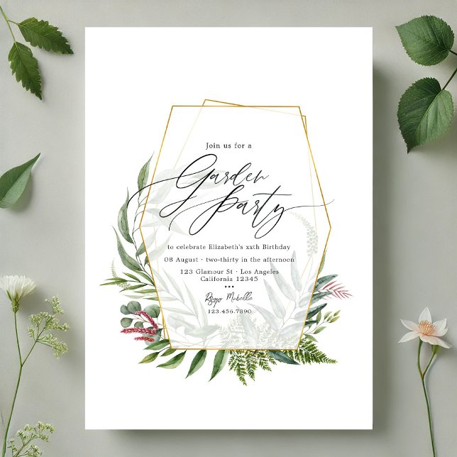 Elegant Botaniskt Herbarium Greenery Garden Party Inbjudningar (Elegant Botanical Herbarium Greenery Garden Party Invitation)